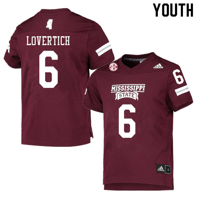 Youth #6 Chance Lovertich Mississippi State Bulldogs College Football Jerseys Sale-Maroon
